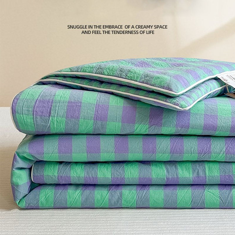 Japanese Home Textiles - لحاف صيفي ياباني مطبوع بنقشة مربعات،