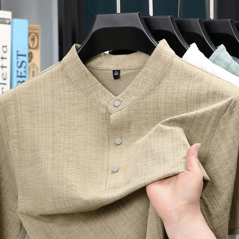 قميص رجالي صيفي بياقة واقفة وأ - مراجعة Home Textile وسعره