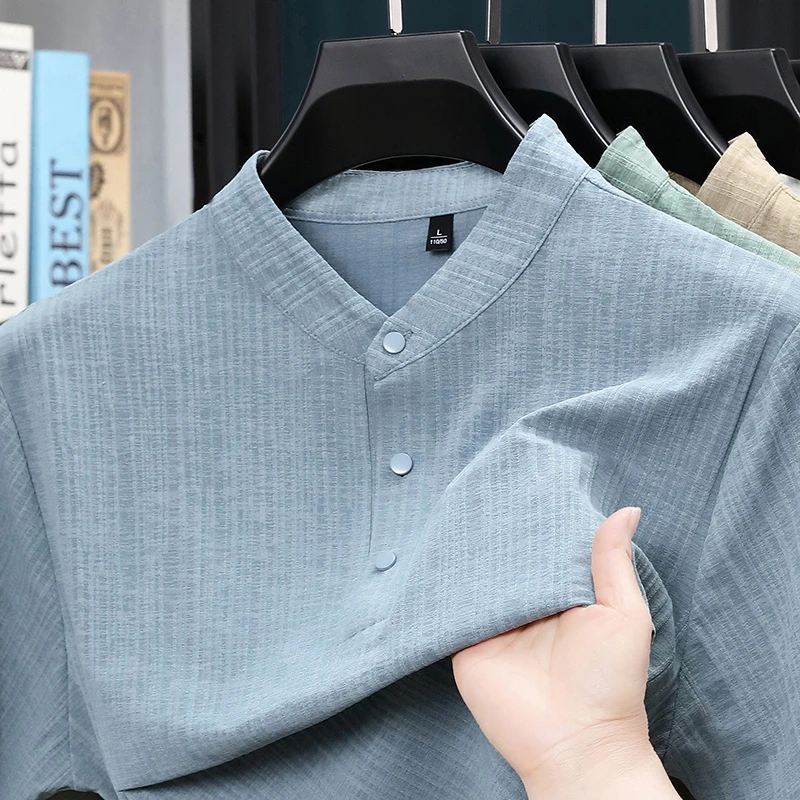 قميص رجالي صيفي بياقة واقفة وأ - مراجعة Home Textile وسعره