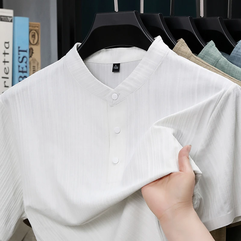 قميص رجالي صيفي بياقة واقفة وأ - مراجعة Home Textile وسعره